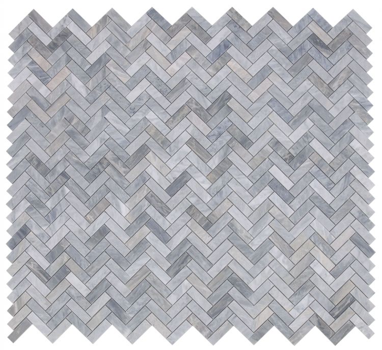 Elysium - Herringbone Italian Grey 11 in. x 12.5 in. Marble Mosaic