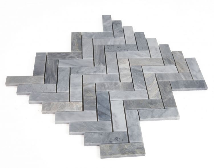 Elysium - Herringbone Italian Grey 11 in. x 12.5 in. Marble Mosaic