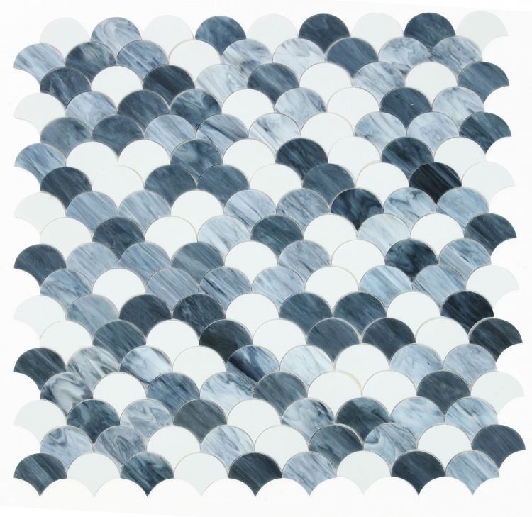 Elysium - Newport Scale Grey 9.5 in. x 9.75 in. Glass Mosaic