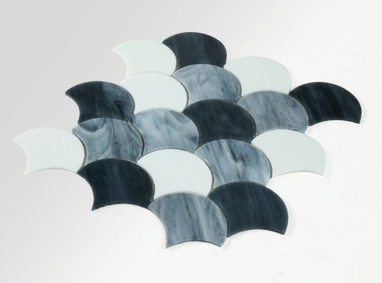 Elysium - Newport Scale Grey 9.5 in. x 9.75 in. Glass Mosaic