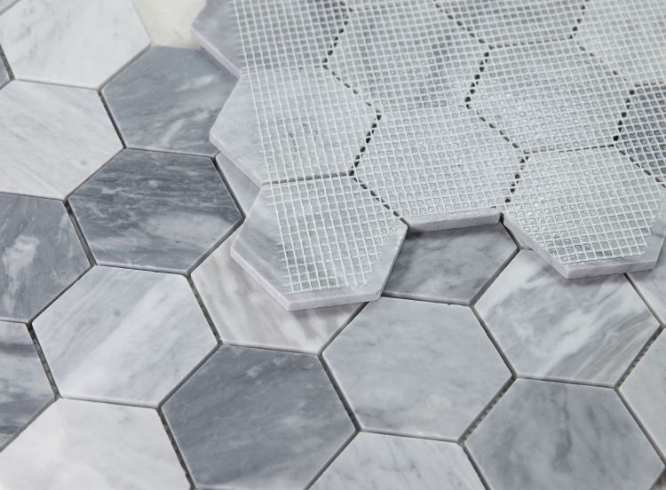 Elysium - Hexagon 3&quot; x 3&quot; Marble Mosaic - Mix Grey Honed