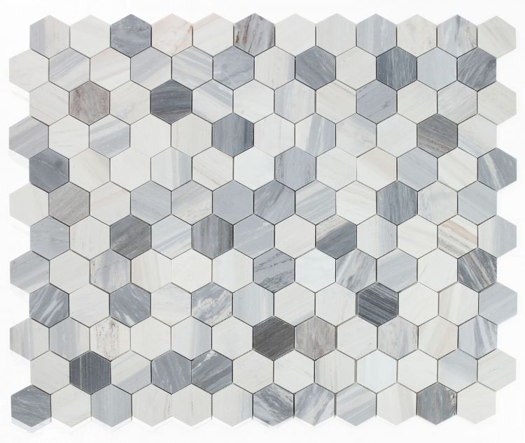 Elysium - Hexagon 3" x 3" Marble Mosaic - Italian Blue