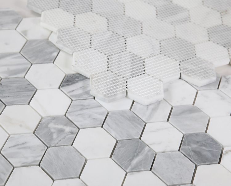 Elysium - Hexagon 2&quot; x 2&quot; Marble Mosaic - Dusk