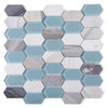See Elysium - Montage 12.5 in. x 13.25 in. Elongated Hex Marble Mosaic - Sky