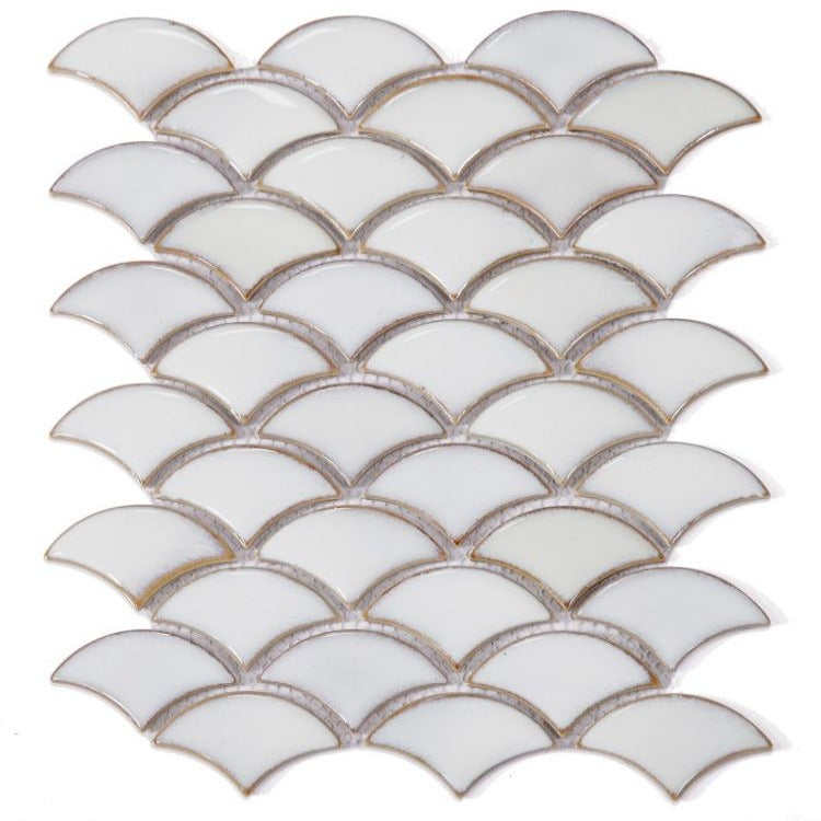 Elysium - Dragon Scale 9.75 in. x 12 in. Porcelain Mosaic - Fancy White