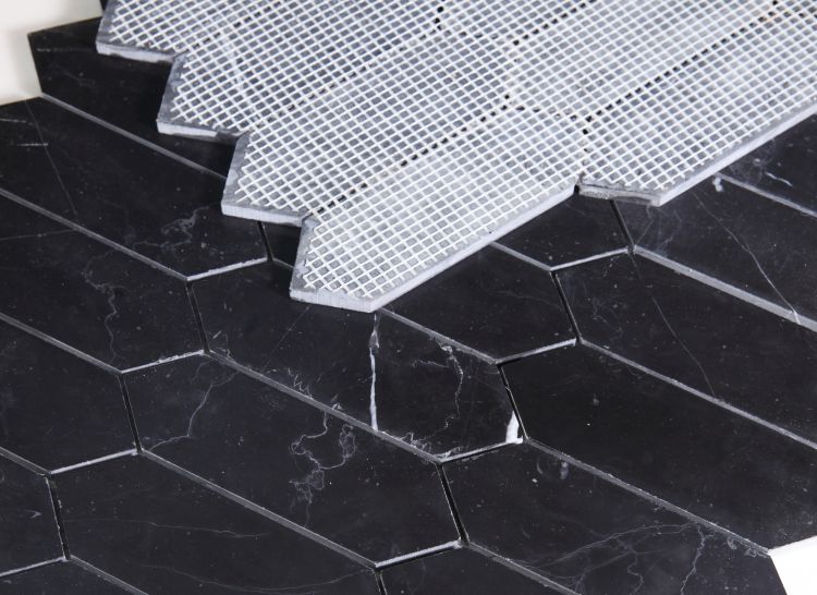 Elysium - Elongated Hex 11.75 in. x 15 in. Marble Mosaic - Marquina