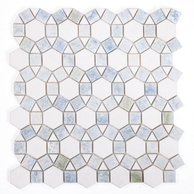 Elysium - Aether Crystal Ocean 11.5 in. x 12 in. Marble Mosaic