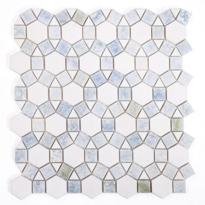 Elysium - Aether Crystal Ocean 11.5 in. x 12 in. Marble Mosaic