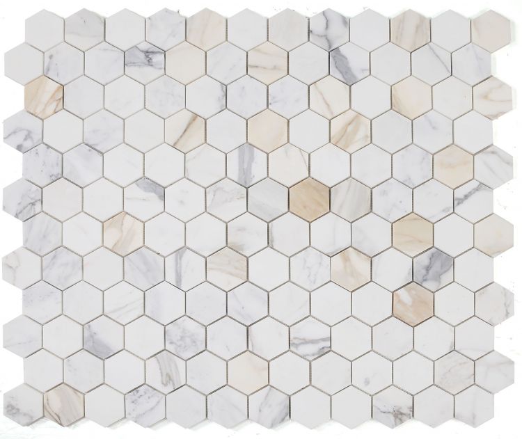 Elysium - Hexagon 3" x 3" Marble Mosaic - Calacatta Gold Polished
