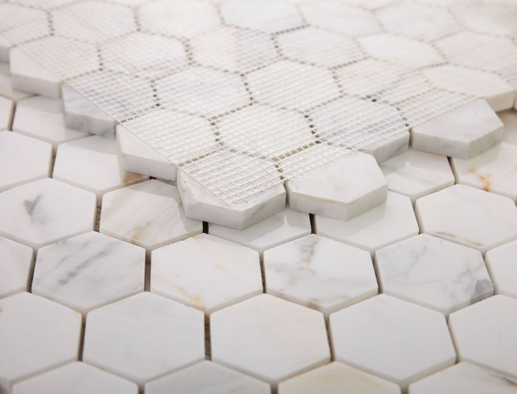 Elysium - Hexagon 2&quot; x 2&quot; Marble Mosaic - Calacatta Gold Polished