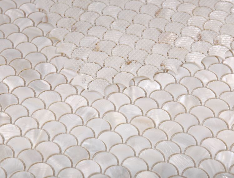 Elysium - Pearl White Scale 11.75 in. x 11.75 in. Pearl Scale Mosaic