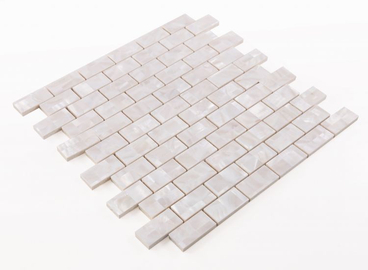 Elysium - Pearl Large Brick 11.75 in. x 11.75 in. Pearl Brick Mosaic