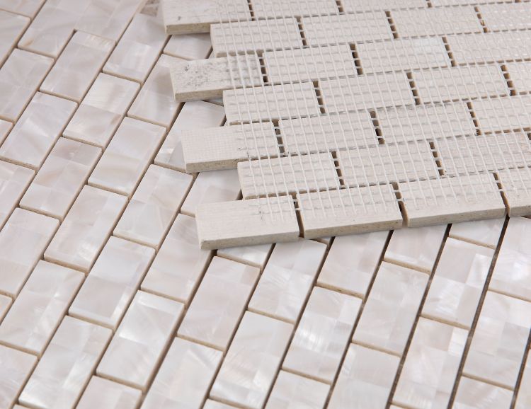 Elysium - Pearl Large Brick 11.75 in. x 11.75 in. Pearl Brick Mosaic