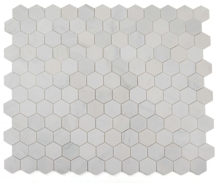 Elysium - Hexagon 3&quot; x 3&quot; Marble Mosaic - Snow White Polished