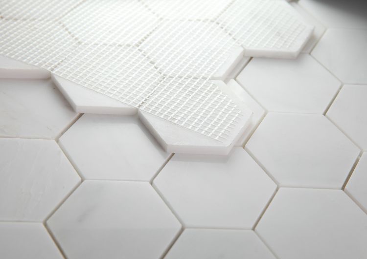 Elysium - Hexagon 3" x 3" Marble Mosaic - Snow White Polished