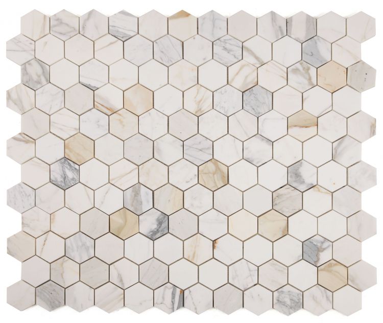 Elysium - Hexagon 3" x 3" Marble Mosaic - Calacatta Gold Honed