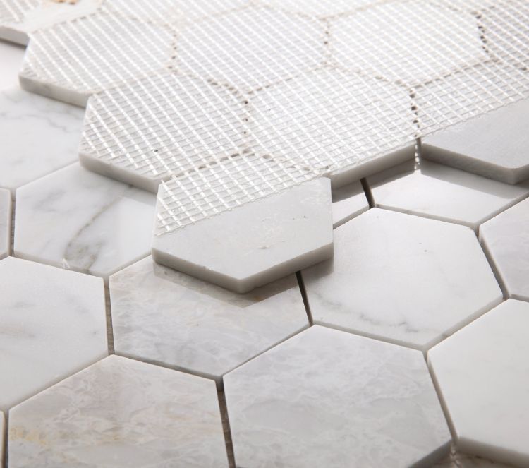 Elysium - Hexagon 3&quot; x 3&quot; Marble Mosaic - City Grey