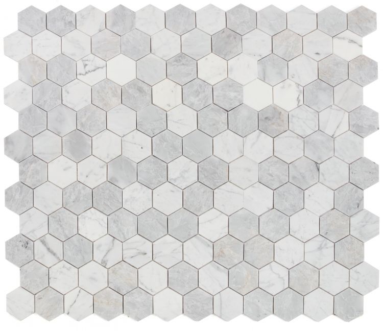 Elysium - Hexagon 3&quot; x 3&quot; Marble Mosaic - City Grey