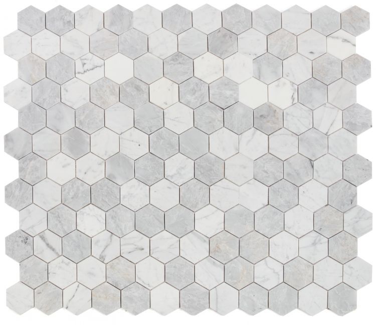 Elysium - Hexagon 3" x 3" Marble Mosaic - City Grey