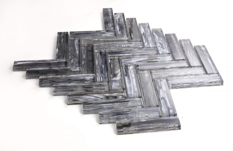 Elysium - Herringbone Shell Silver 11 in. x 11 in. Marble Mosaic