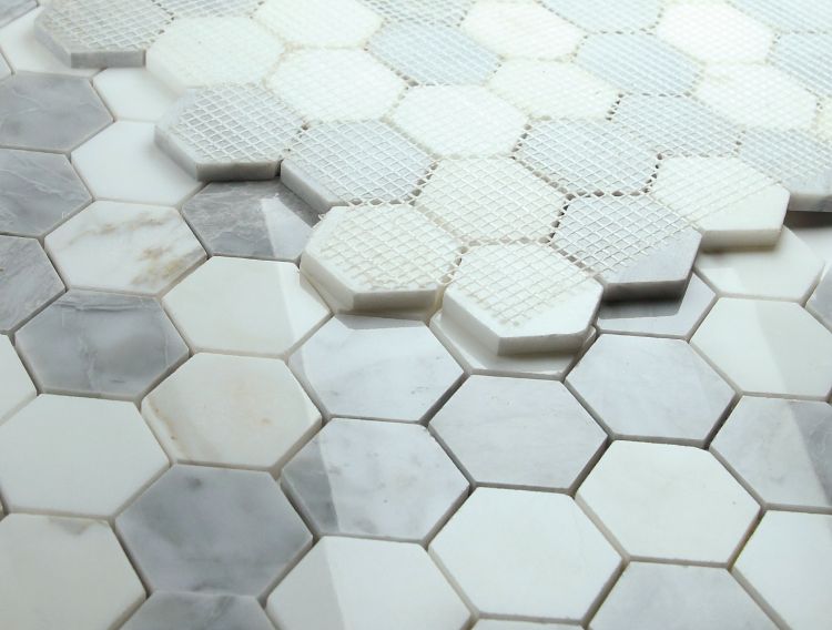 Elysium - Hexagon 2&quot; x 2&quot; Marble Mosaic - City Grey