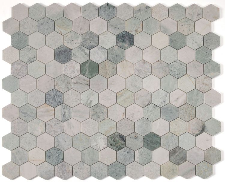 Elysium - Hexagon 3&quot; x 3&quot; Marble Mosaic - Green