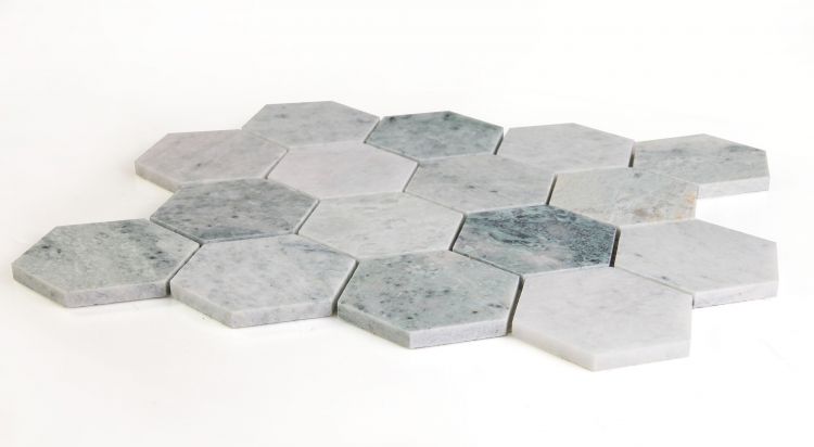 Elysium - Hexagon 3&quot; x 3&quot; Marble Mosaic - Green