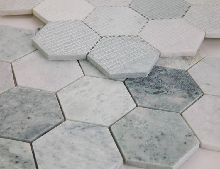 Elysium - Hexagon 3&quot; x 3&quot; Marble Mosaic - Green