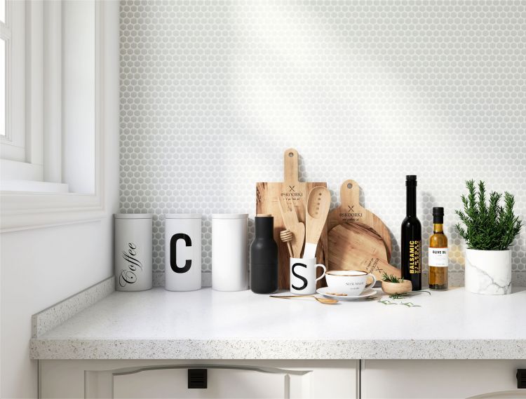 Elysium - Penny Round 11.5 in. x 12.25 in. Porcelain Mosaic - Natural Grey Glossy