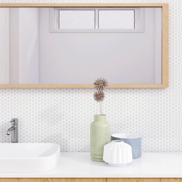 Elysium - Penny Round 11.5 in. x 12.25 in. Porcelain Mosaic - Light Grey Matte