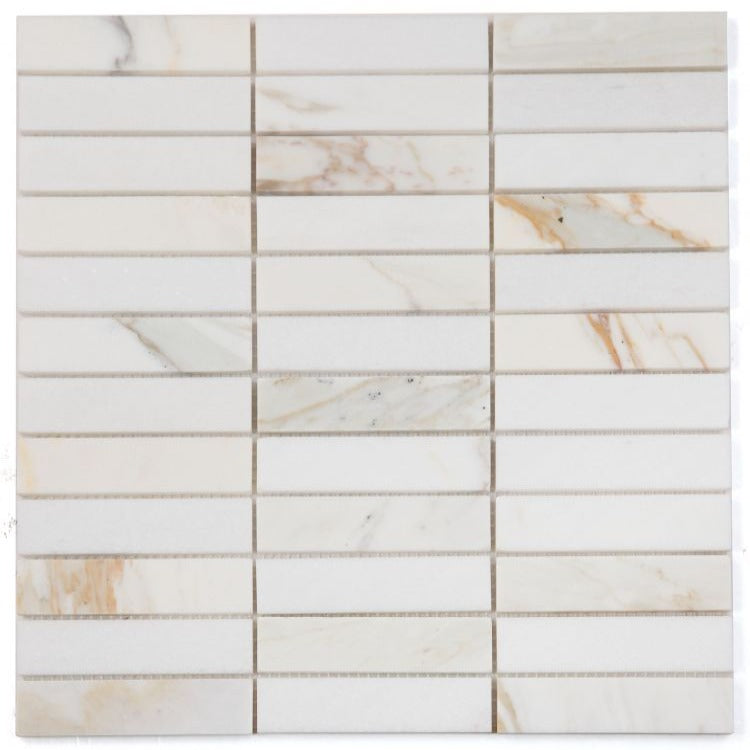 Elysium - Slot 11.75 in. x 11.75 in. Marble Mosaic - Calacatta