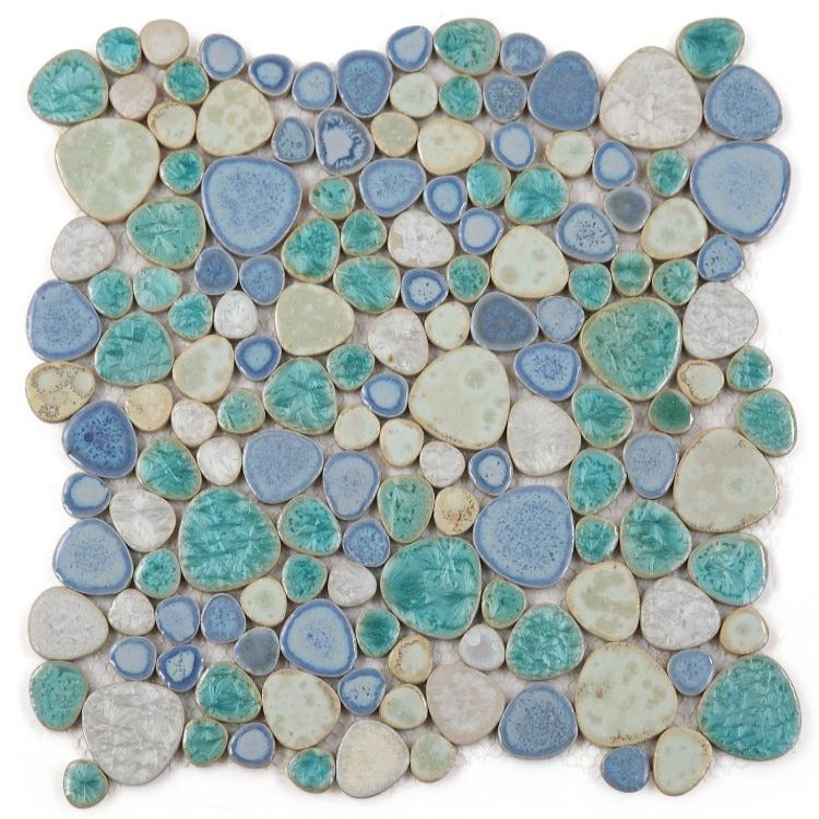 Elysium - Growing Sea Pebble 11.5 in. x 11.5 in. Porcelain Mosaic