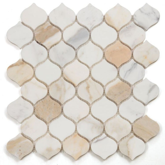 Elysium - Water Drop 10.75 in. x 11 in. Polished Marble Mosaic - Calacatta Gold
