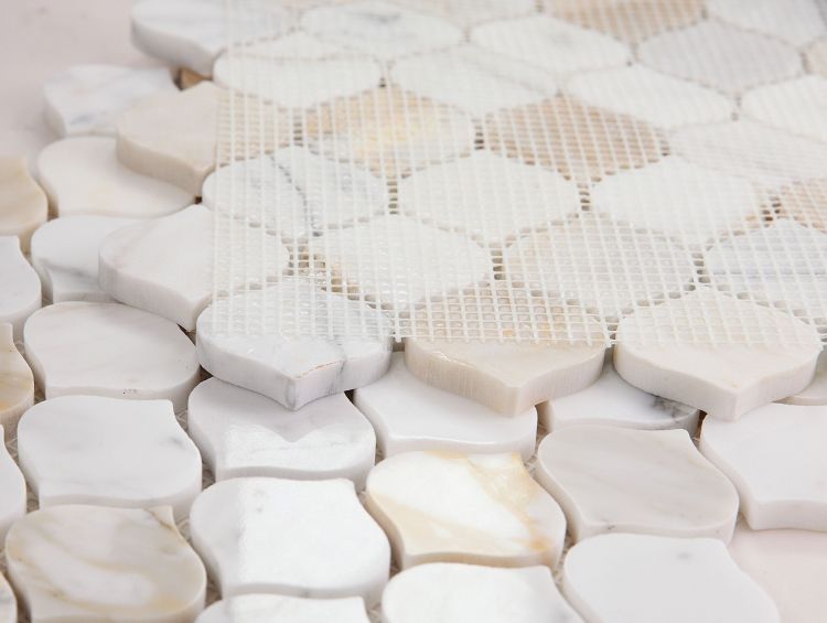 Elysium - Water Drop 10.75 in. x 11 in. Polished Marble Mosaic - Calacatta Gold