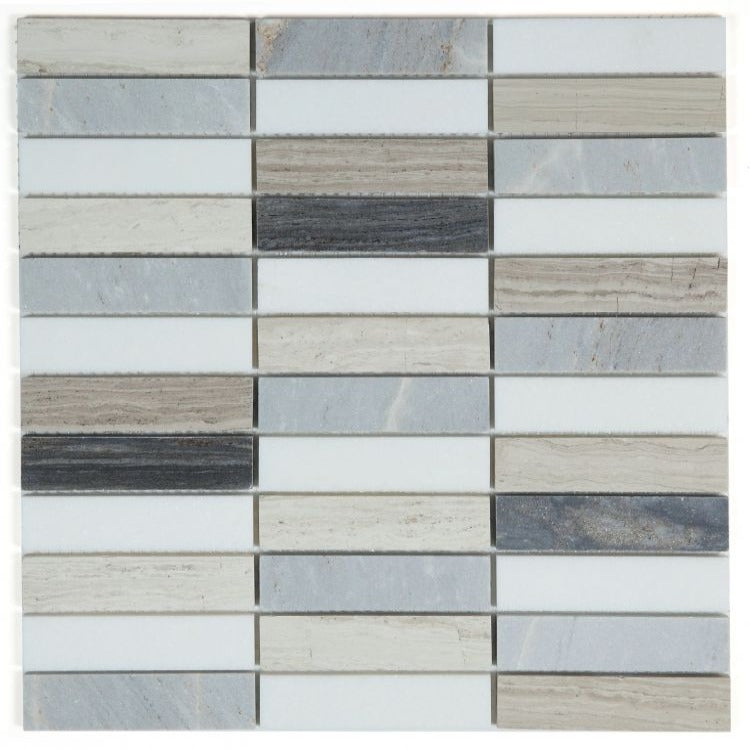 Elysium - Slot 11.75 in. x 11.75 in. Marble Mosaic - Blue