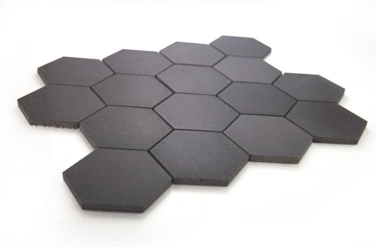 Elysium - Hexagon 3&quot; x 3&quot; Marble Mosaic - Basalt