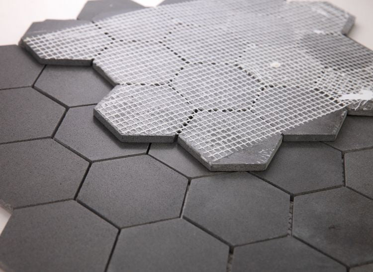 Elysium - Hexagon 3&quot; x 3&quot; Marble Mosaic - Basalt