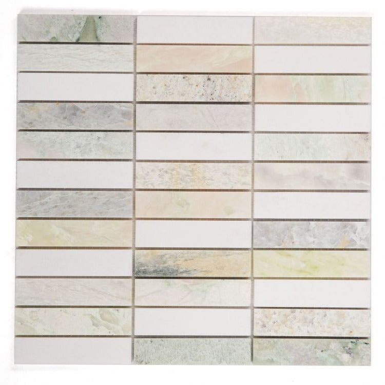 Elysium - Slot 11.75 in. x 11.75 in. Marble Mosaic - Green