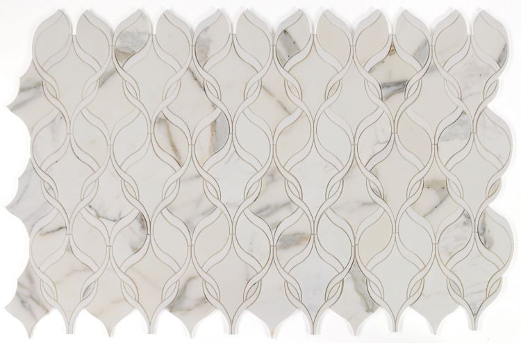 Elysium - Prestige Calacatta Gold 7.25 in. x 11.75 in. Marble Mosaic