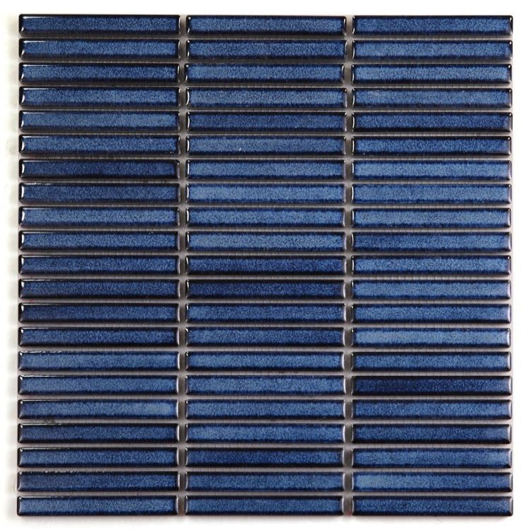 Elysium - Hulu 11.25 in. x 12 in. Matte Porcelain Mosaic - Blue Band