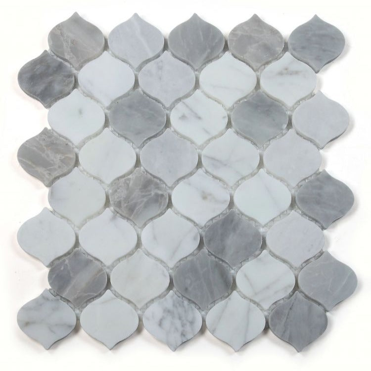 Elysium - Water Drop 10.75 in. x 11 in. Polished Marble Mosaic - Silver Grey