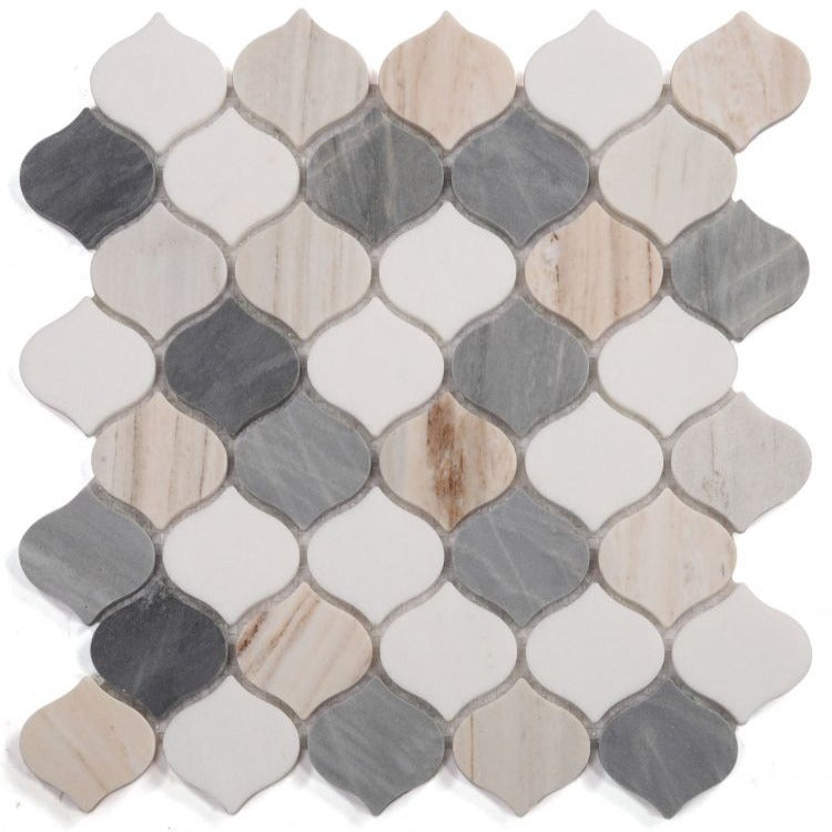 Elysium - Water Drop 10.75 in. x 11 in. Marble Mosaic - Beach