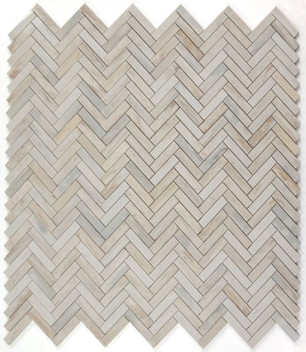 Elysium - Herringbone Eurasian 11.25 in. x 11.25 in. Marble Mosaic