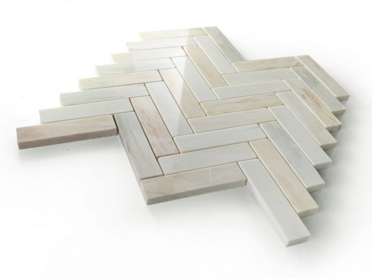 Elysium - Herringbone Eurasian 11.25 in. x 11.25 in. Marble Mosaic