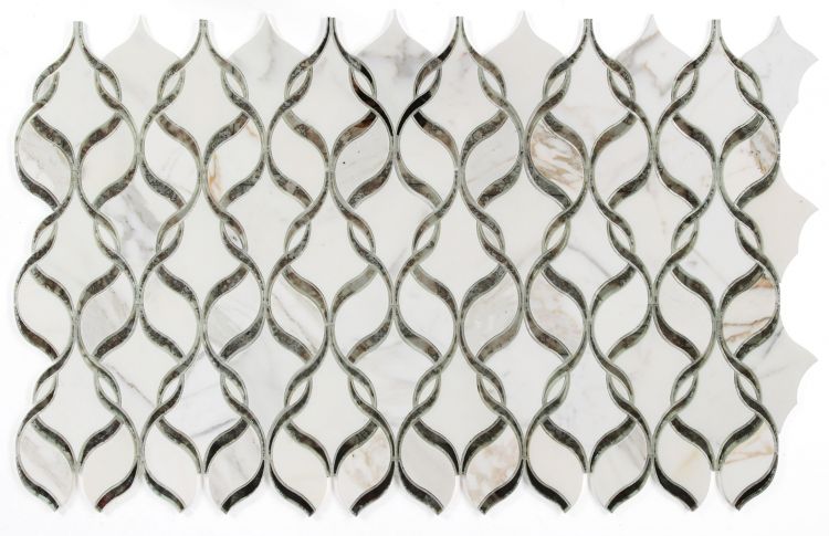 Elysium - Prestige Mirror Calacatta 7.25 in. x 11.75 in. Marble and Mirror Glass Mosaic