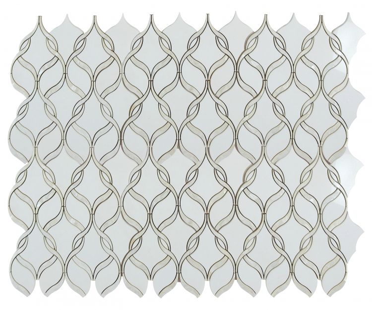 Elysium - Prestige Pearl Thassos 7.5 in. x 11.75 in. Marble and Pearl Mosaic