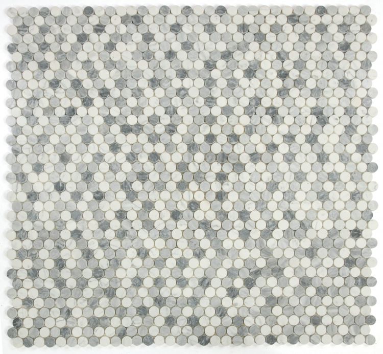 Elysium - Penny Marble 11 in. x 11.75 in. Marble Mosaic - Polished Dusk