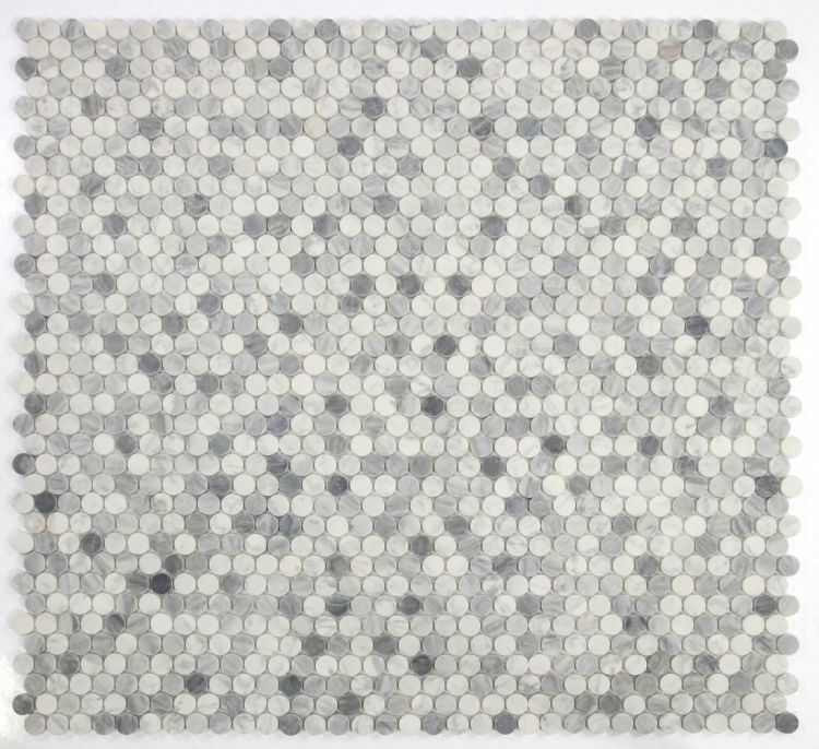 Elysium - Penny Marble 11 in. x 11.75 in. Marble Mosaic - Honed Dusk
