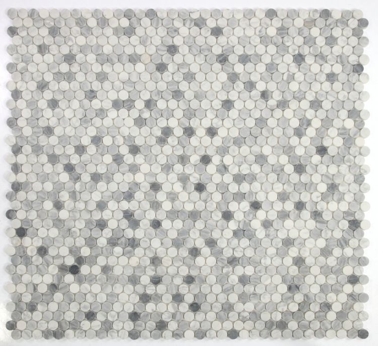 Elysium - Penny Marble 11 in. x 11.75 in. Marble Mosaic - Honed Dusk