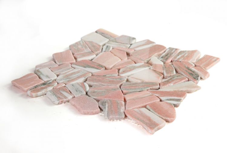 Elysium - River Stone 12&quot; x 12&quot; Stone Mosaic - Rose